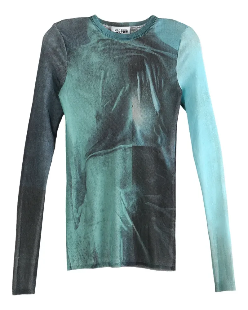 Jean Paul Gaultier abstract-print long-sleeve T-shirt - Blau Blau