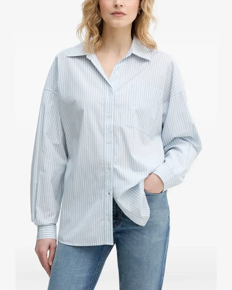 Benetton Gestreiftes Hemd mit überschnittenen Schultern - Blau Blau