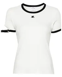 Courrèges Buckle T-Shirt mit Logo-Patch Weiß