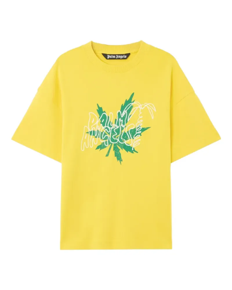 Palm Angels T-Shirt mit Palmblatt-Print - Gelb Gelb