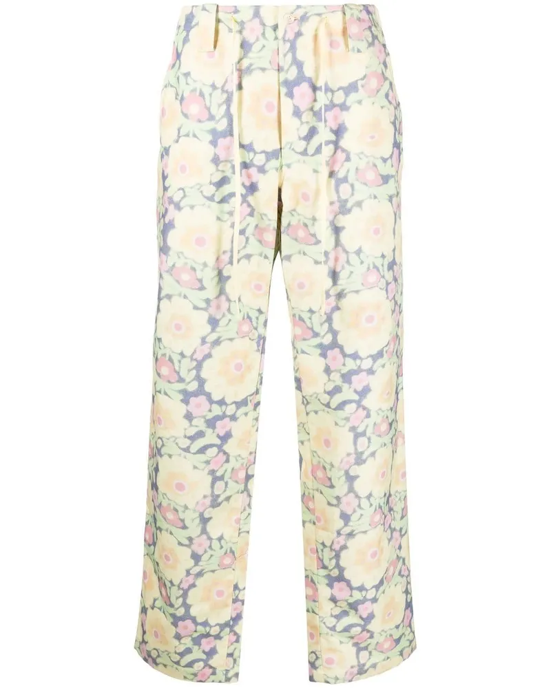 Jacquemus Gerade Hose mit Blumen-Print - Gelb Gelb