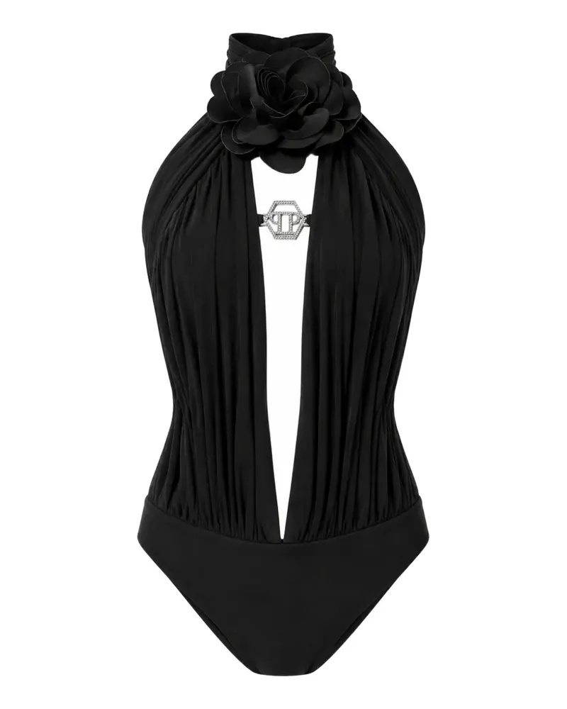 Philipp Plein sleeveless bodysuit flower - Schwarz Schwarz