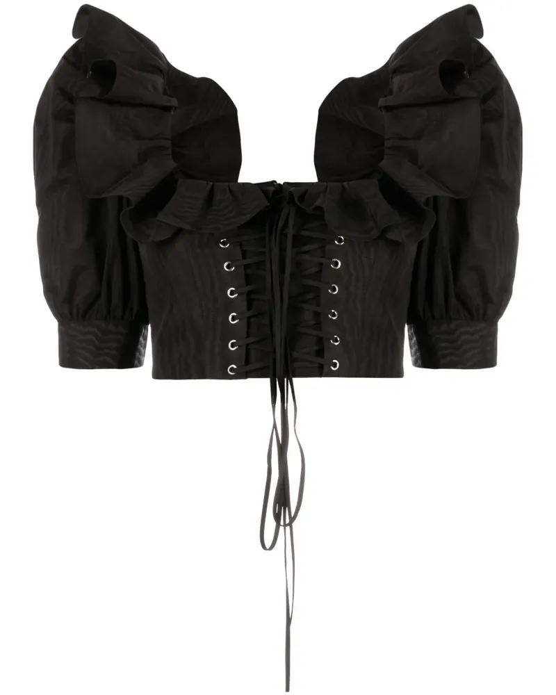 Alessandra Rich Bluse mit Rüschenkragen - Schwarz Schwarz
