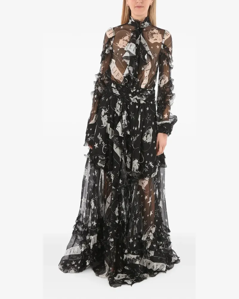 Philipp Plein silk maxi dress - Schwarz Schwarz