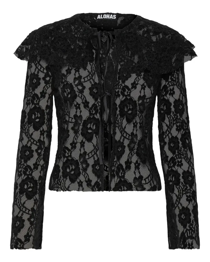Alohas lace ruffled top - Schwarz Schwarz
