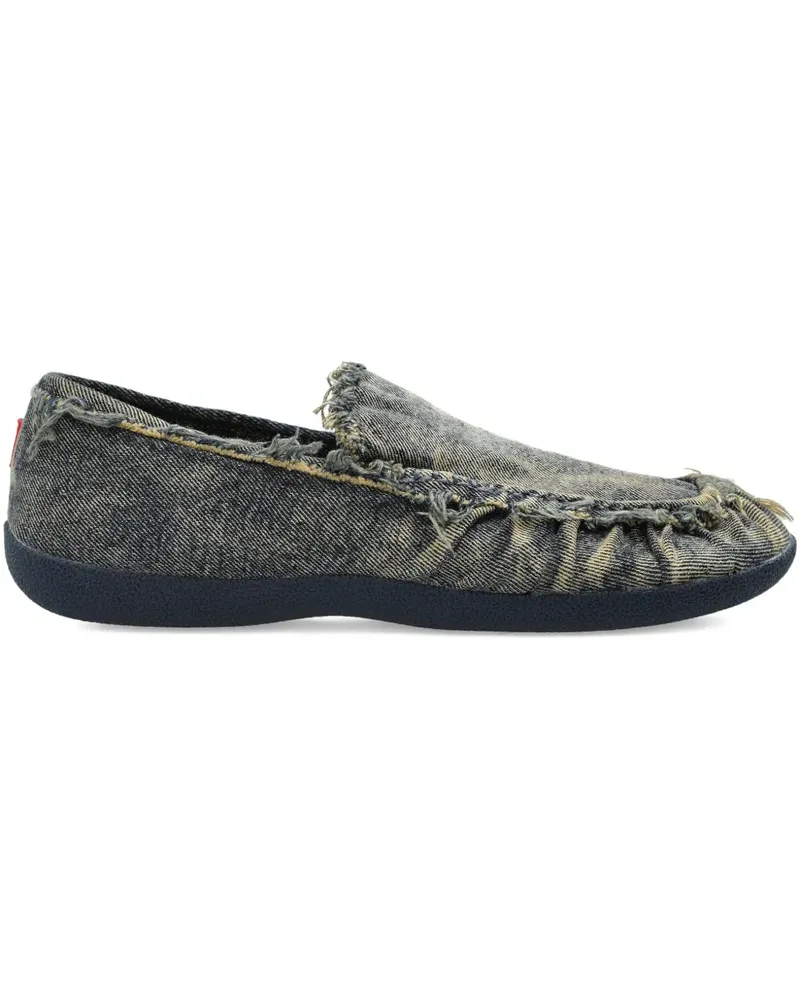 Diesel Ausgefranste D-Shock Jeans-Loafer - Blau Blau