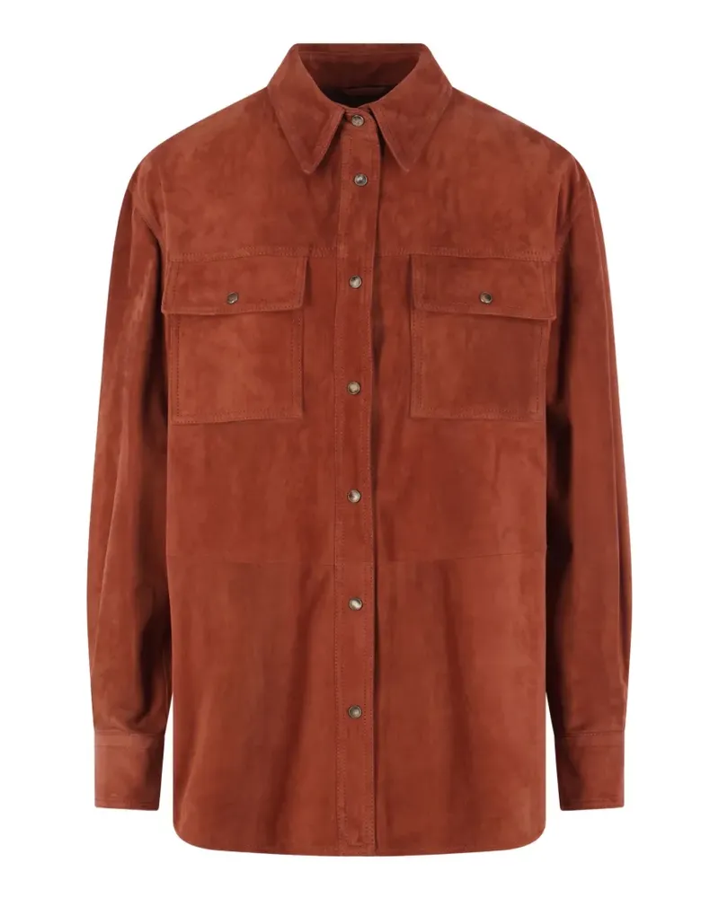 Brunello Cucinelli pocket button suede jacket - Rot Rot