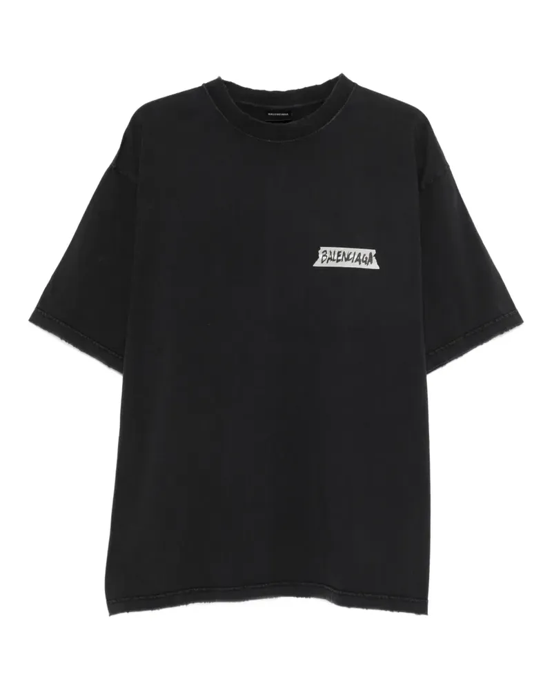 Balenciaga distressed washed logo T-shirt - Schwarz Schwarz