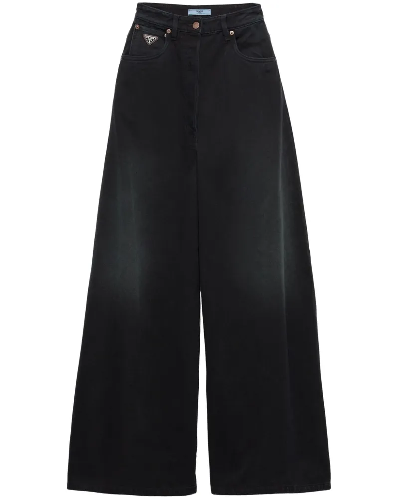 Prada Jeans mit weitem Bein - Schwarz Schwarz