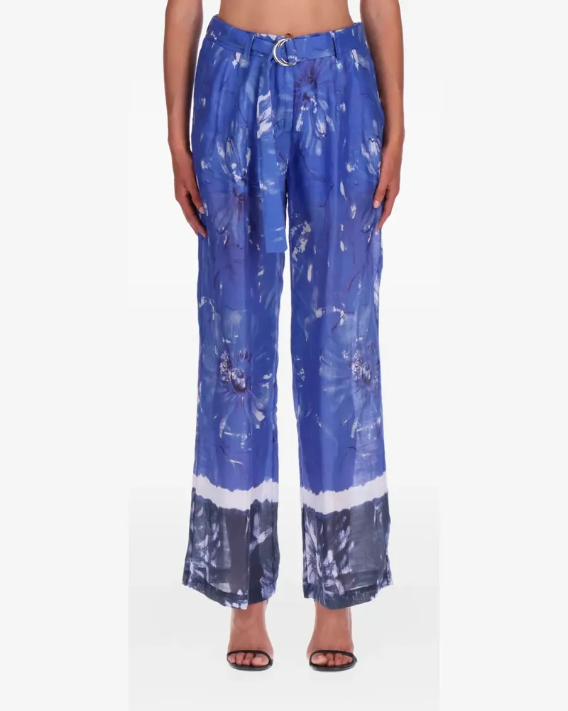 Ermanno Scervino flora-printedl belt trousers - Blau Blau