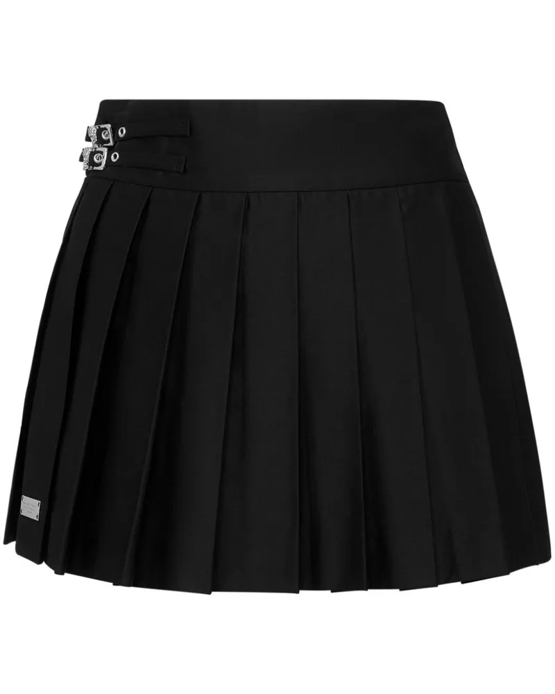 Philipp Plein Skull Minirock mit Falten - Schwarz Schwarz