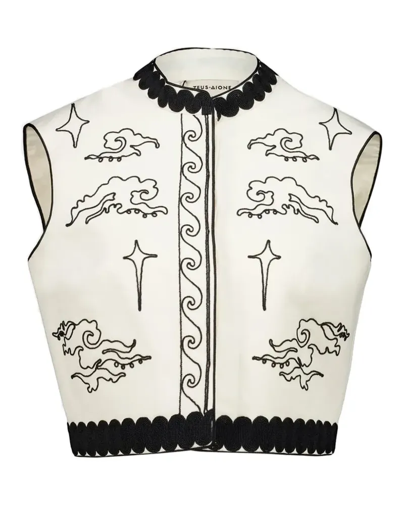 Zeus + Dione star embroidered sleeveless vest - Weiß Weiß