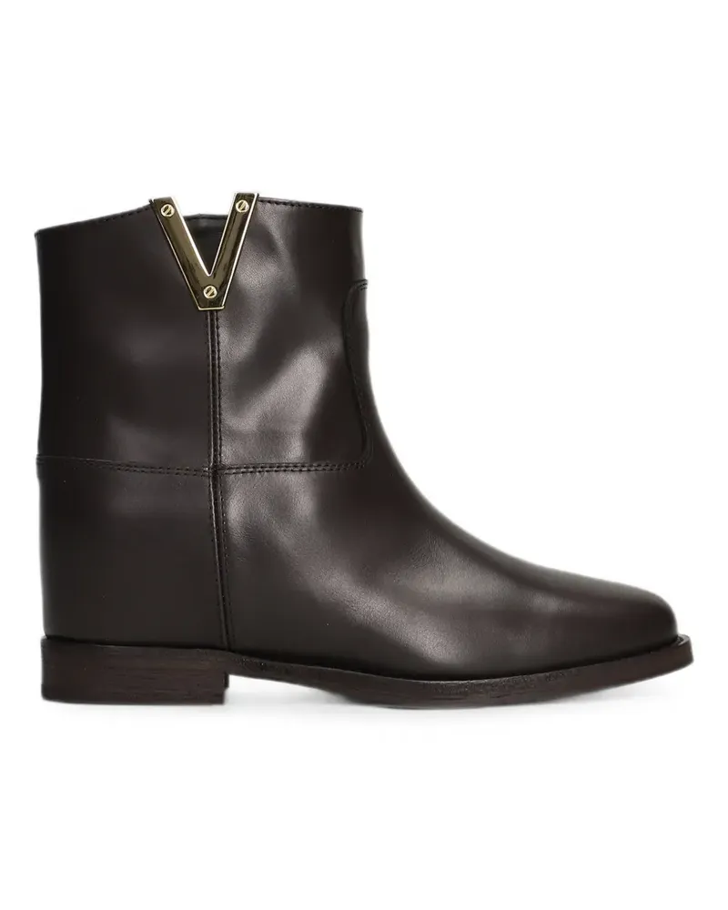 Via Roma 15 V-plaque inner-wedge heel ankle boots - Braun Braun