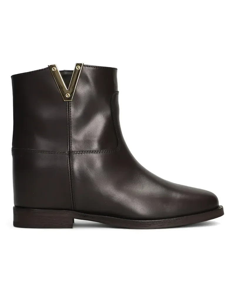 Via Roma 15 V-plaque inner-wedge heel ankle boots - Braun Braun