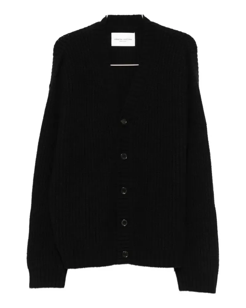 Roberto Collina ribbed-knit V-neck cardigan - Schwarz Schwarz