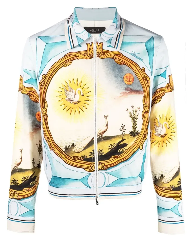 Amiri Collegejacke mit Landscape Frame-Print - Blau Blau