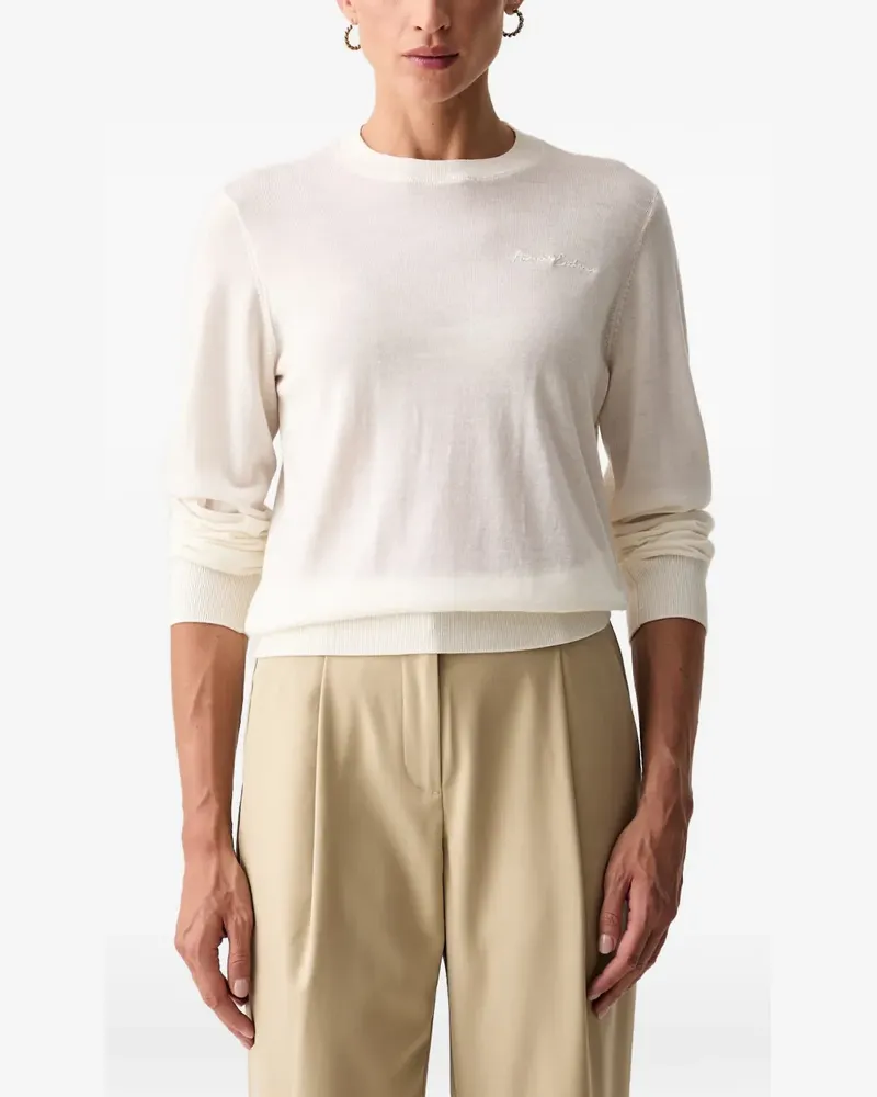 Armani Exchange logo-embroidered crew-neck sweater - Nude Nude