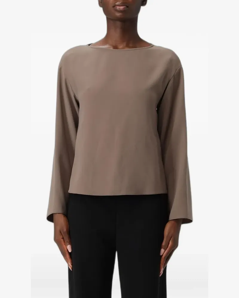 Emporio Armani flared-hem crepe-texture blouse - Nude Nude