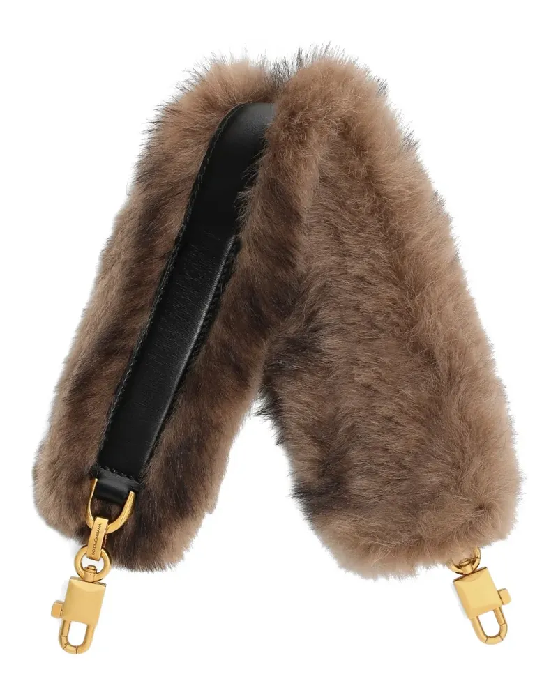 Dolce & Gabbana Schulterriemen aus Palmellato- und Kalbsleder und Shearling - Braun Braun