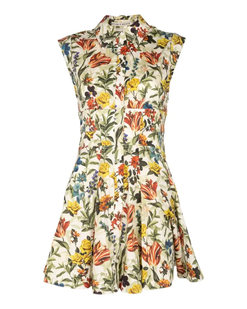 Alice + Olivia Kim floral-print mini dress - Nude Nude