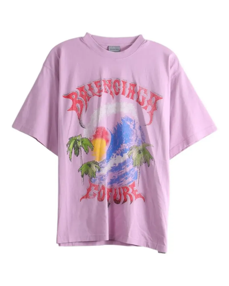 Balenciaga graphic-print oversized T-shirt - Rosa Rosa