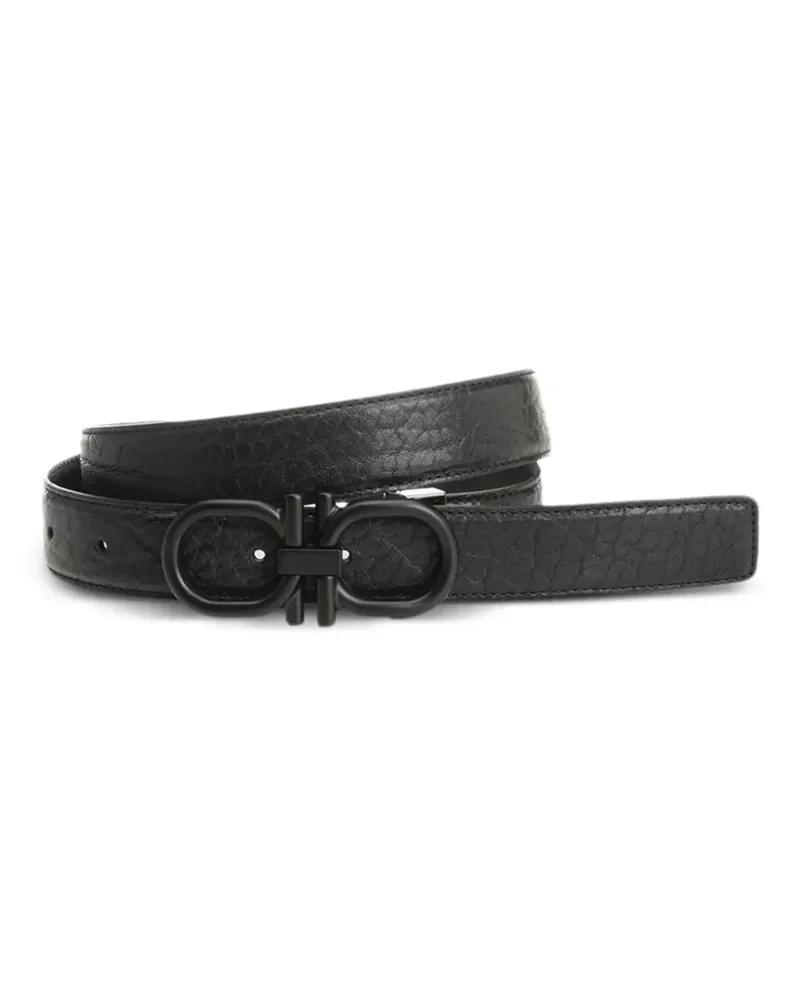 Ferragamo Gancini pebbled leather belt - Schwarz Schwarz
