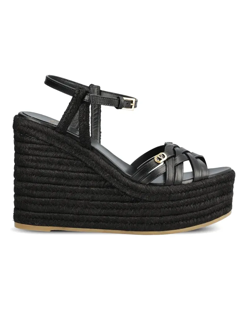 Valentino Garavani Rockstud woven wedge sandals - Schwarz Schwarz