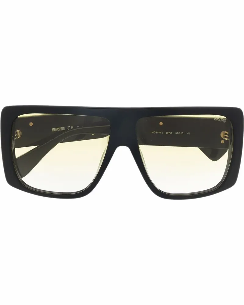 Moschino Eckige Sonnenbrille mit Logo - Schwarz Schwarz
