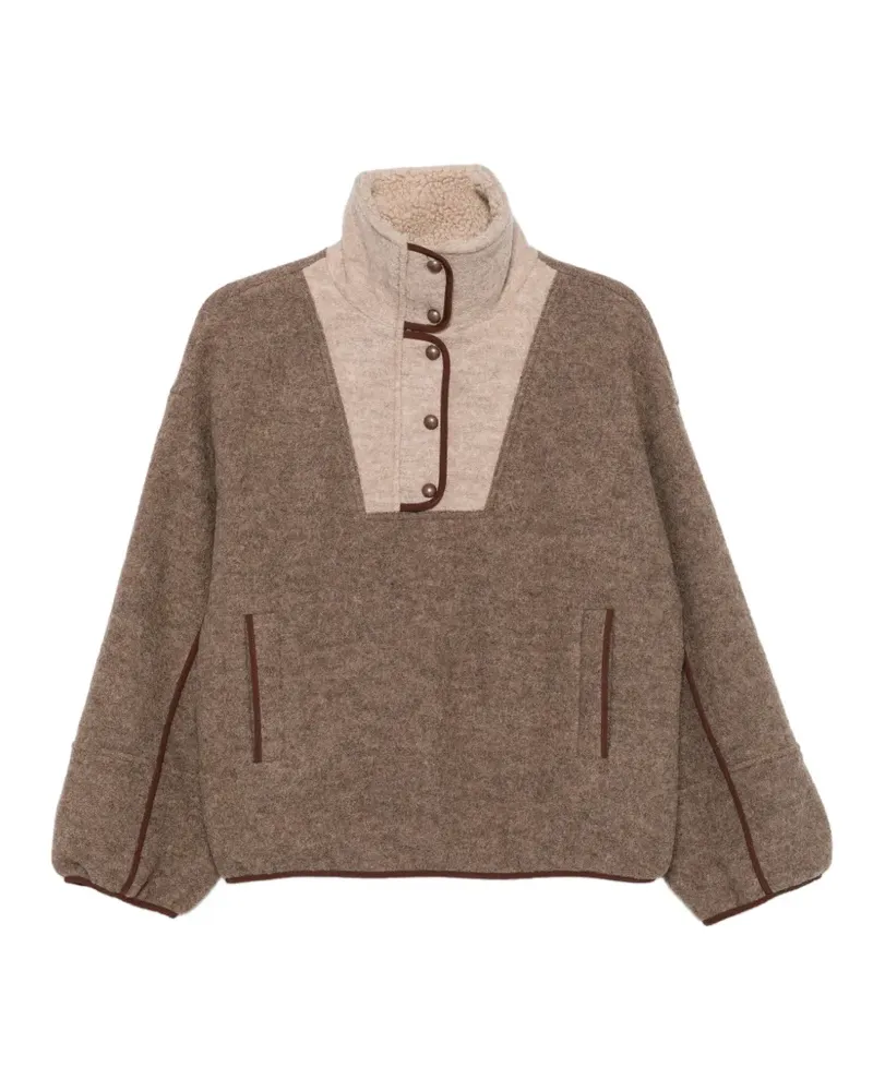 Sessùn Jacke mit Druckknöpfen und Kontrasteinsatz - Braun Braun