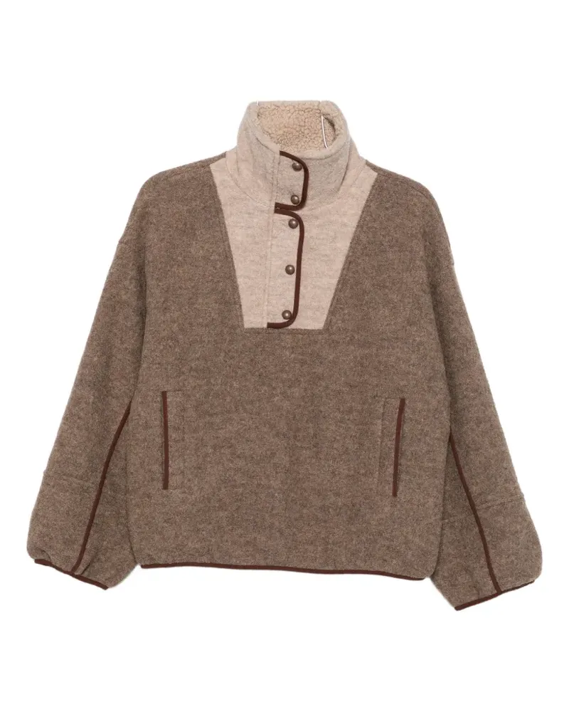 Sessùn contrast-panel press-stud jacket - Braun Braun