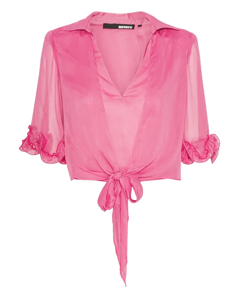 ROTATE Birger Christensen Cropped-Bluse mit Rüschen - Rosa Rosa