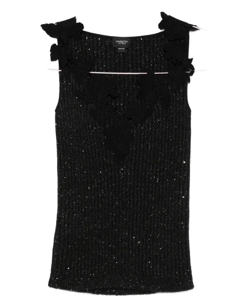 Giambattista Valli Top mit Blumenmotiv - Schwarz Schwarz