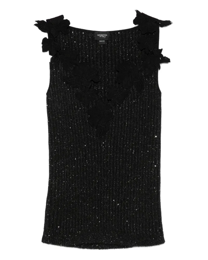 Giambattista Valli Top mit Blumenmotiv - Schwarz Schwarz