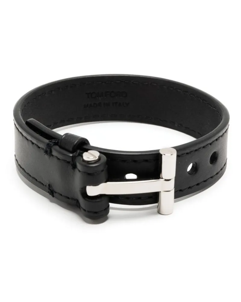 Tom Ford Lederarmband mit T-Scharnier - Schwarz Schwarz