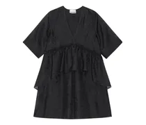 Georgette-Minikleid mit Falten - Schwarz