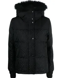 Yves Salomon Daunenjacke mit Monogrammmuster Schwarz