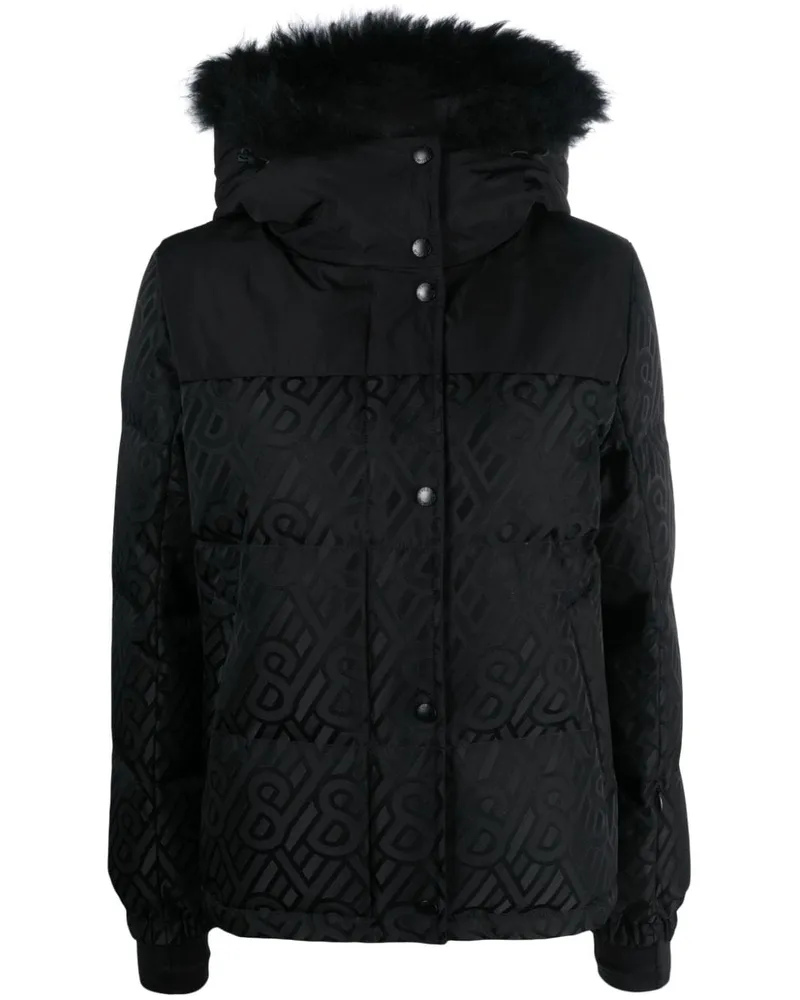 Yves Salomon Daunenjacke mit Monogrammmuster Schwarz