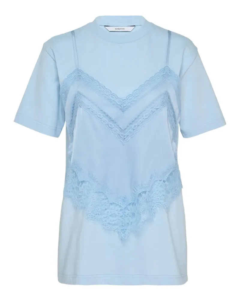 pushBUTTON lace-trim layered T-shirt - Blau Blau