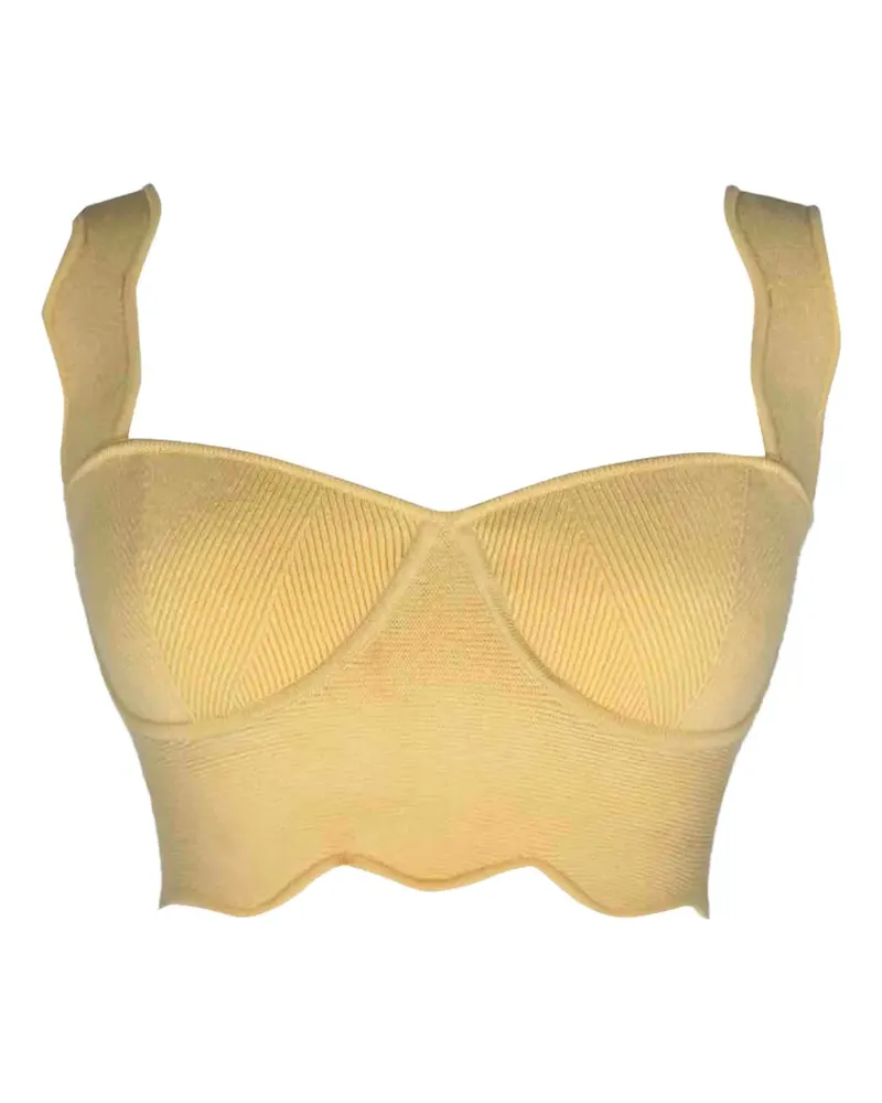GALVAN Delia scalloped crop top - Nude Nude