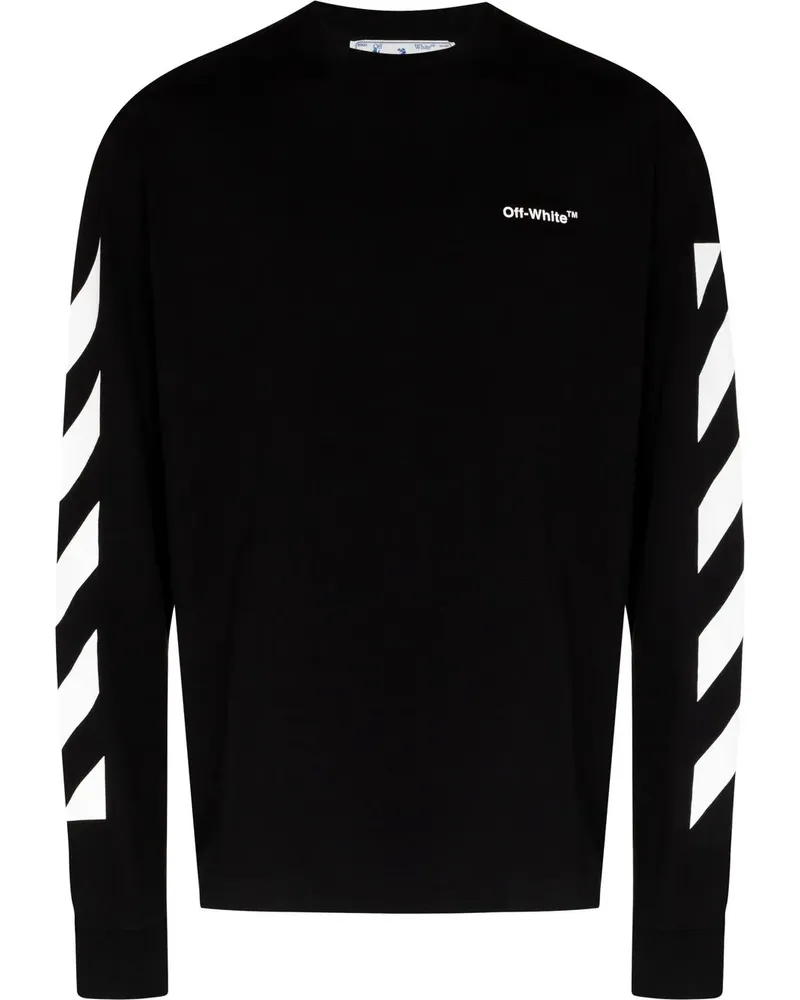 OFF-WHITE Langarmshirt mit diagonalen Streifen - Schwarz Schwarz