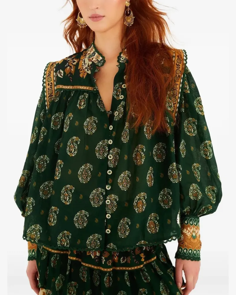 FARM Rio Tayla Bluse mit Knöpfen - Grün Grün