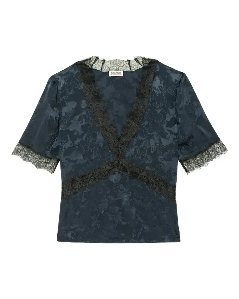 Zadig & Voltaire Jacquard-Top mit Spitzenborten - Blau Blau