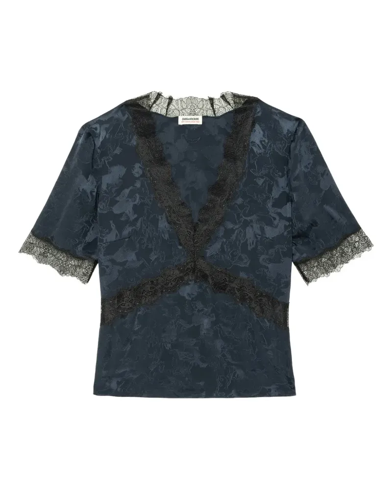 Zadig & Voltaire Jacquard-Top mit Spitzenborten - Blau Blau