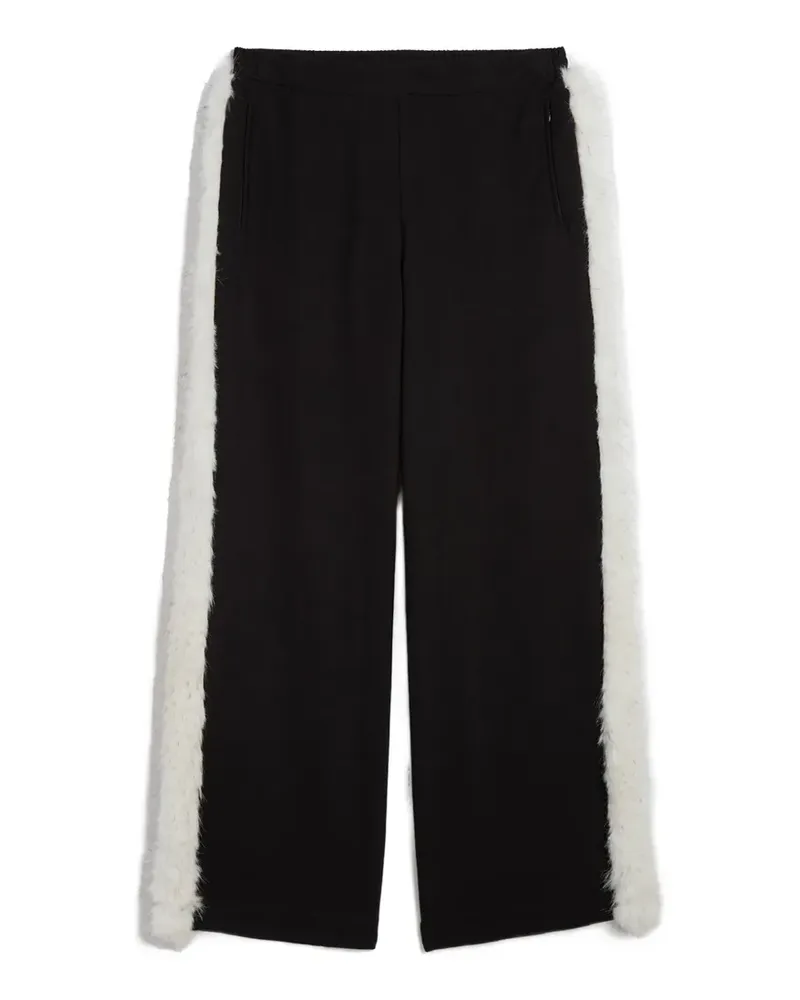 APPARIS Ivy faux-fur trim trousers - Schwarz Schwarz