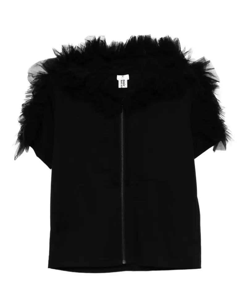 Noir Kei Ninomiya Gerüschtes T-Shirt mit Kapuze - Schwarz Schwarz