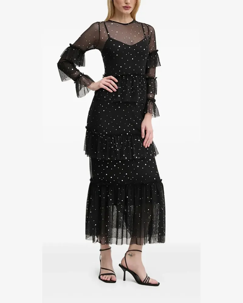 Never Fully Dressed Gestuftes Maxikleid mit Sternverzierung - Schwarz Schwarz