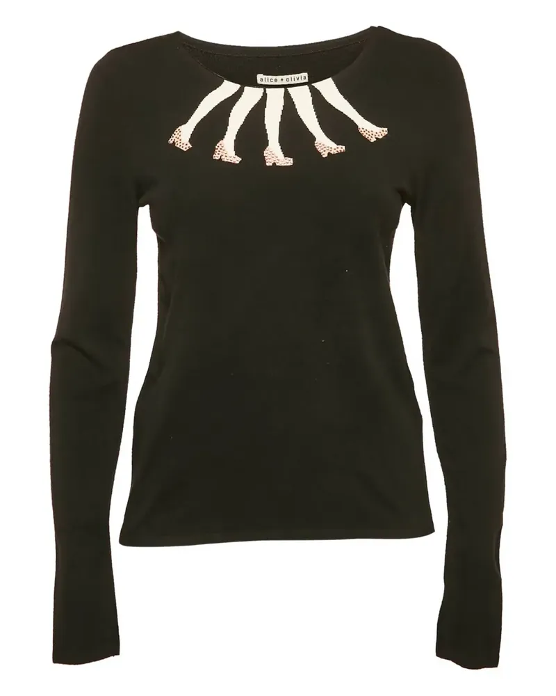 Alice + Olivia Pullover mit Intarsien-Beinen - Schwarz Schwarz