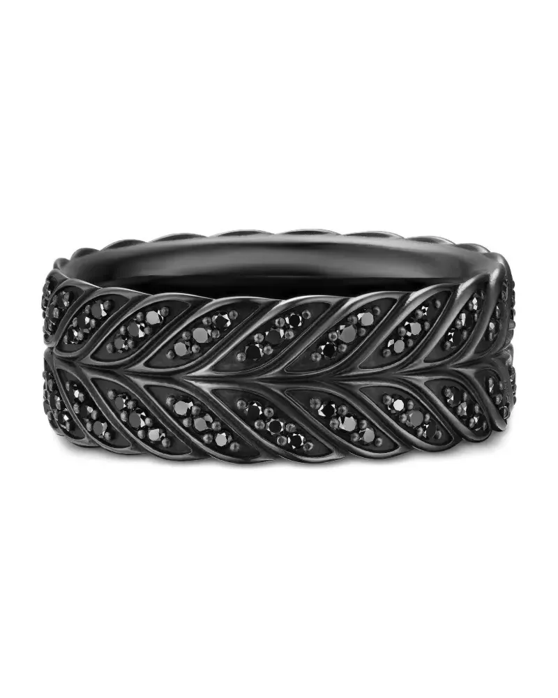 David Yurman Chevron Pavé Ring mit Diamanten (9mm) - Schwarz Schwarz