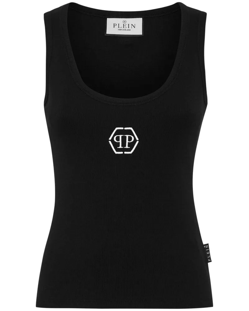 Philipp Plein Tanktop mit achteckigem Logo - Schwarz Schwarz