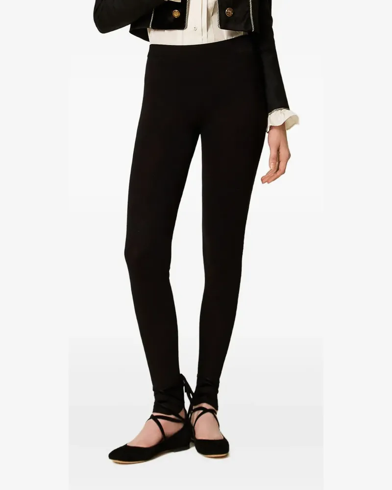 Twin-Set Gestrickte Leggings mit Seitenband - Schwarz Schwarz